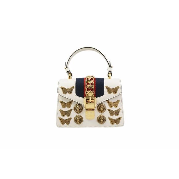 Sylvie Studded Leather Mini Bag Lion & Butterfly Decoration - Picture 1 of 8